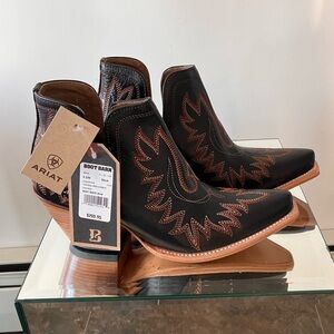 Vintage New w/Tags Ankle Cowboy Cowgirl Boots Ariat Dixon Brooklyn Brown SZ 8